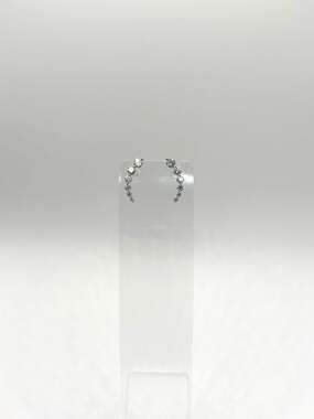 RCI 925 Sterling Silver Cubic Zirconia Graduated Ear Climber Earrings